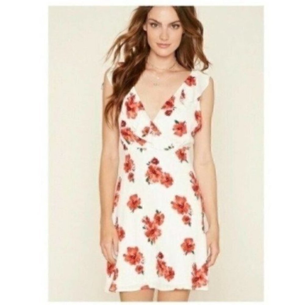 Forever 21 Mini Dress Deep V-neck Floral